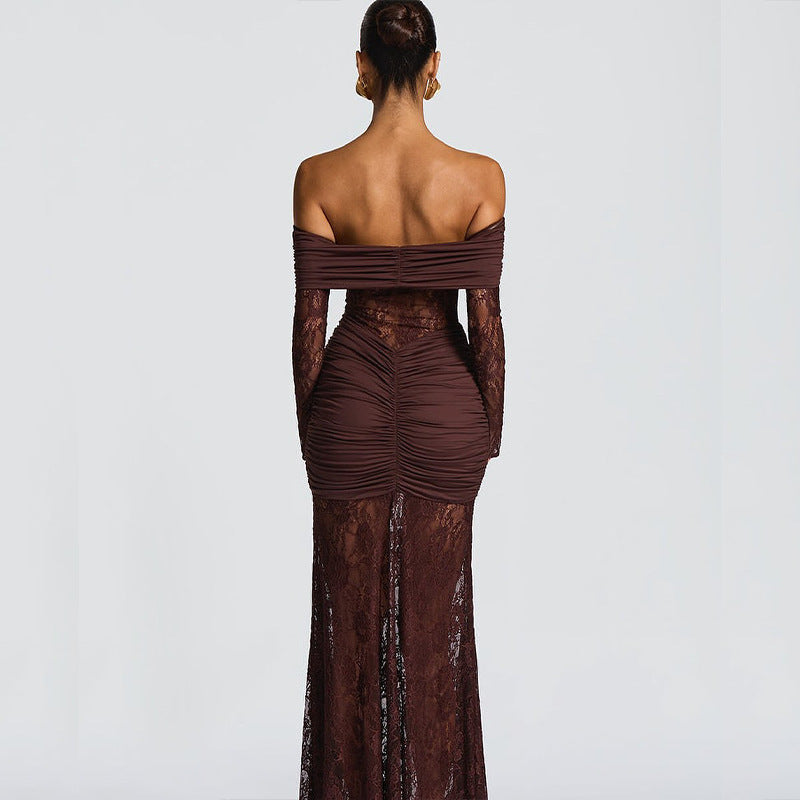 Women's Bandeau Slim-fit Long Dress Lace Dress